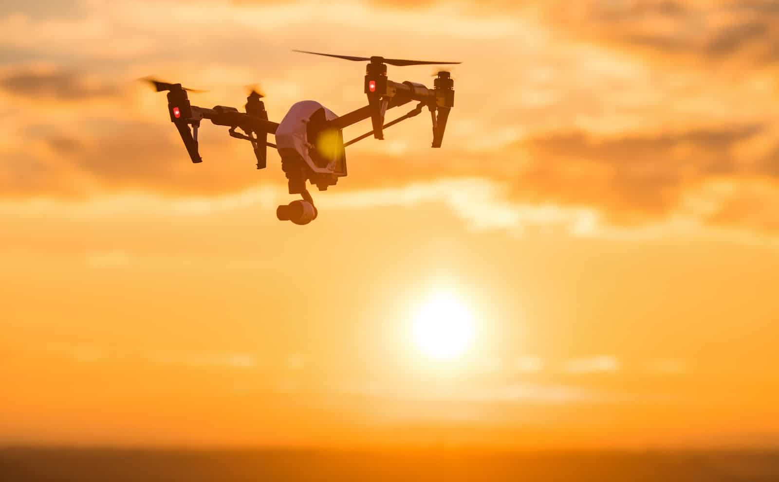 Vertical flight showing a drone near sunset, demonstrating the future of the industry.